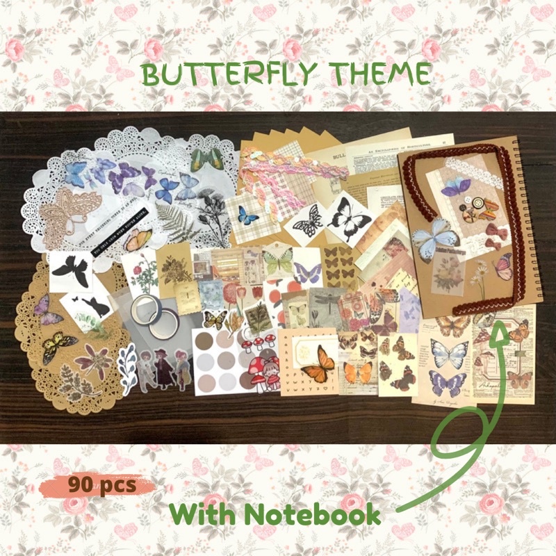 

journal kit set journaling kit ephemera journal bujo scrapbook diary set diy decor jurnal kit butterfly thema tema butterfly