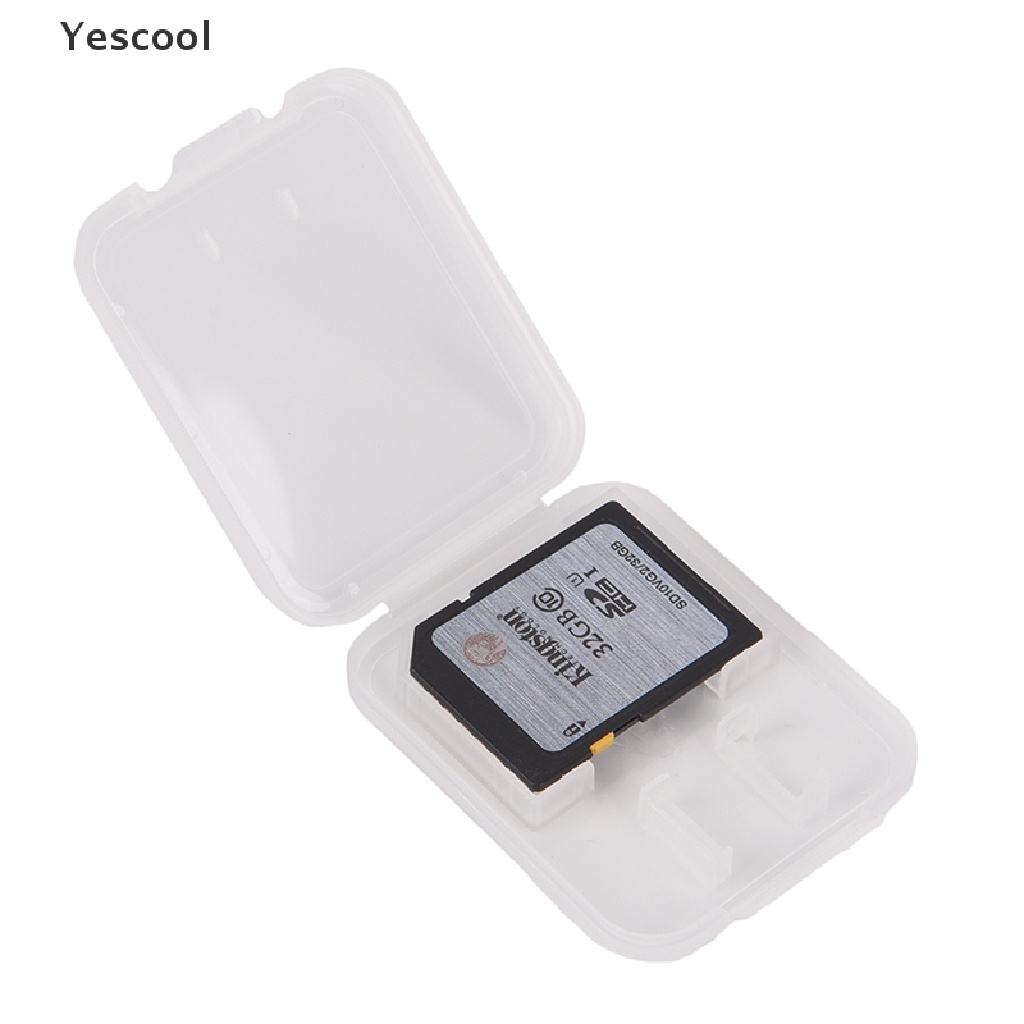 Yescool 10pcs TF MiC SDHC Micro SD memory card hard plastic box case white transparent .