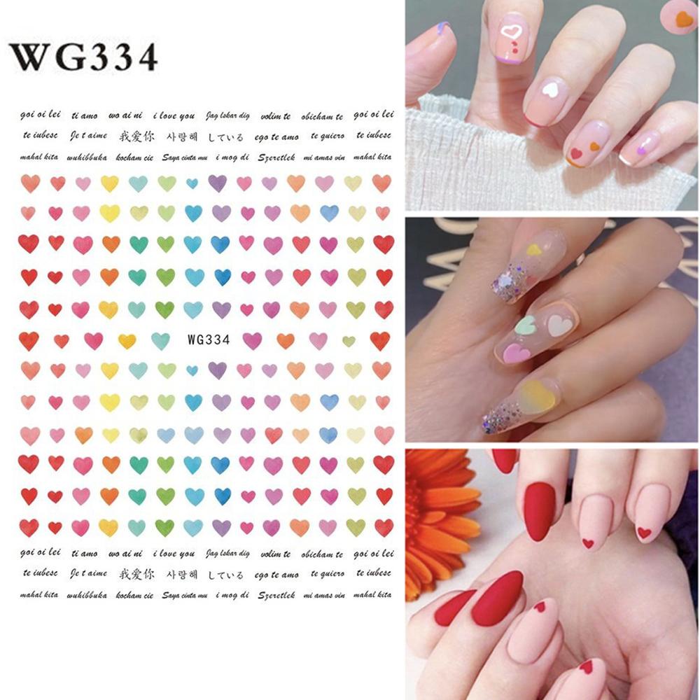 Mxbeauty Stiker Kuku Love Hati Motif Beruang Manicure Dekorasi Graffiti Hati Valentines Day Nail Art