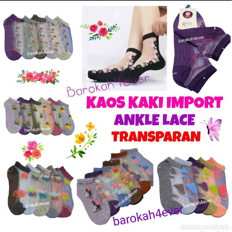 Kaos Kaki ANKLE LACE Transparan Motif se MATA KAKI