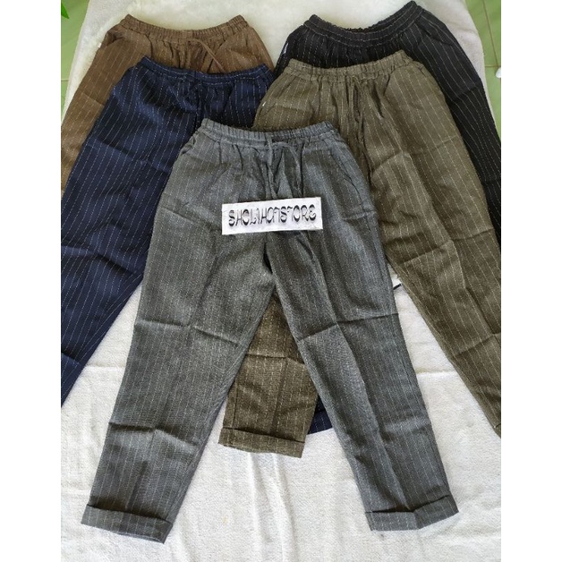 BAGGY PANTS SALUR SIZE M L XL XXL / CELANA BAGGY PANTS WANITA SALUR/ CELANA LINEN WANITA JUMBO MOTIF SALUR / CELANA LUNA SALUR JUMBO / ZARA PANTS / CELANA PANJANG WANITA TERBARU BAHAN SEMI WOLL PREMIUM SIZE M-L-XL SAMPAI JUMBO XXL / LINEN PANTS HIGH WAIST