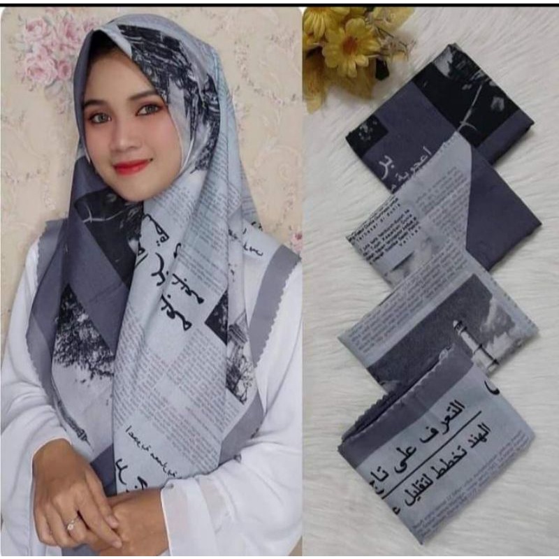 HIJAB SEGI EMPAT / SEGI 4 VOAL MOTIF KORAN ARAB