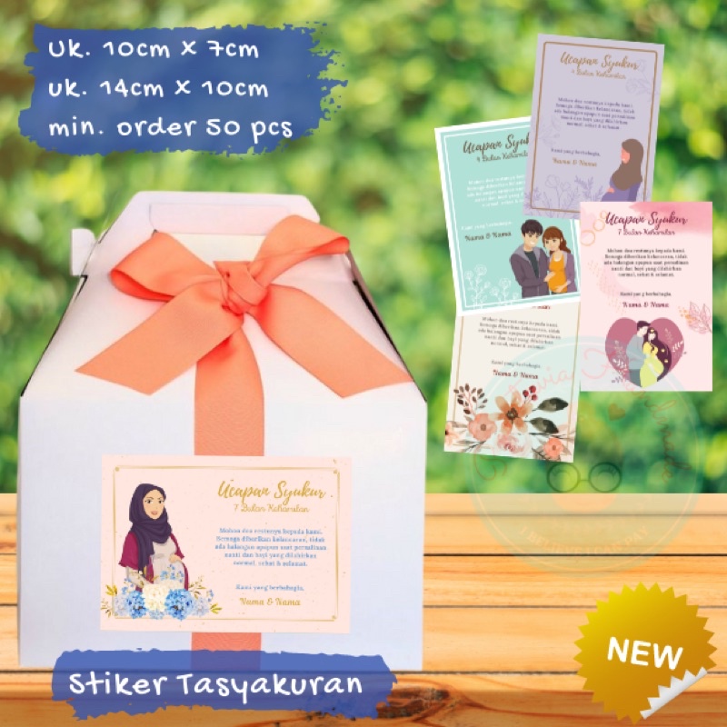 Kartu Tasyakuran Kehamilan & Stiker Tasyakuran Kehamilan | 7 atau 4 Bulanan | Tahan Air dan cuaca-3