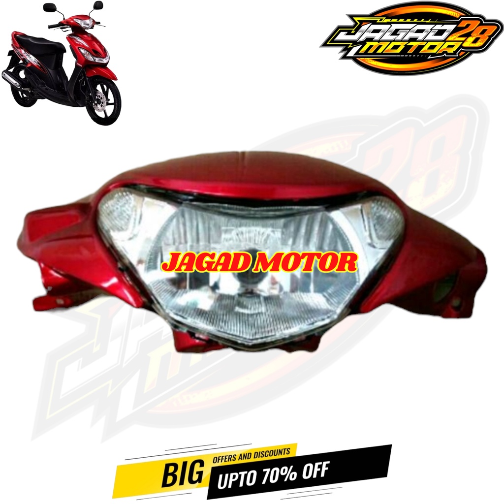 Batok Depan Dan Reflektor Lampu Depan Yamaha Mio Smile Warna Merah / Batok Kepala Depan Set Lampu Depan Yamaha Mio Smile Warna Merah / Batok Depan Mio Smile Merah Set Lampu Depan / Batok Depan Mio Smile Merah Dan Lampu Reflektor Depan