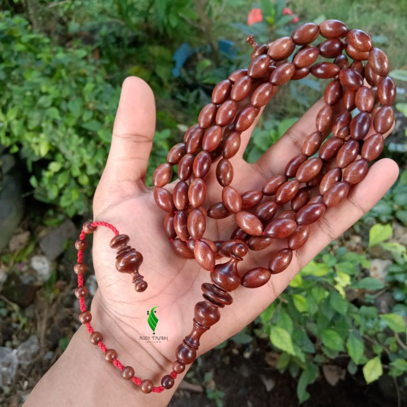 Tasbih Kayu Setigi Laut Asli Motif Oval Size 9mm x 15mm Super,