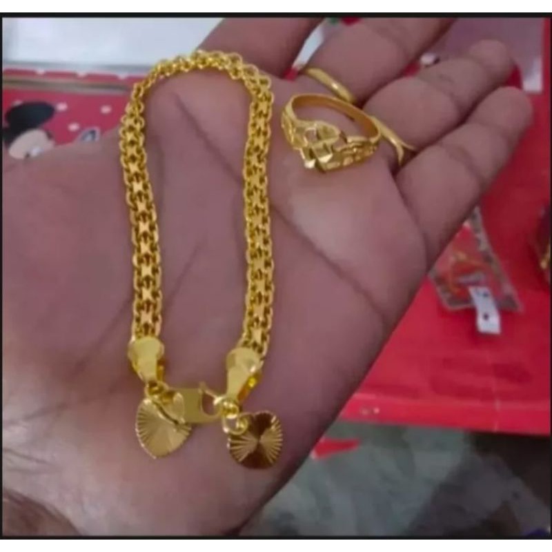 gelang tangan wanita gratis cincin cantik berkapis emas antam 24k