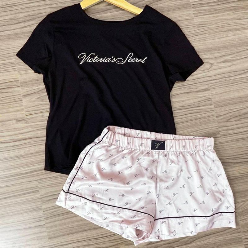 Pajamas Set VS Satin Short Pants Baju Tidur Pendek