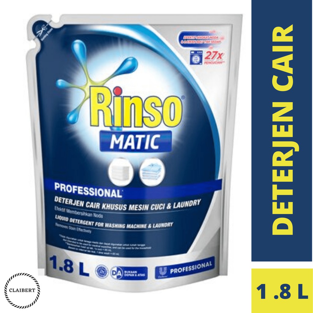 RINSO MATIC DETERJEN CAIR 1.8 LITER 100% ORIGINAL RINSO MATIC LIQUID PROFESIONAL ORIGINAL