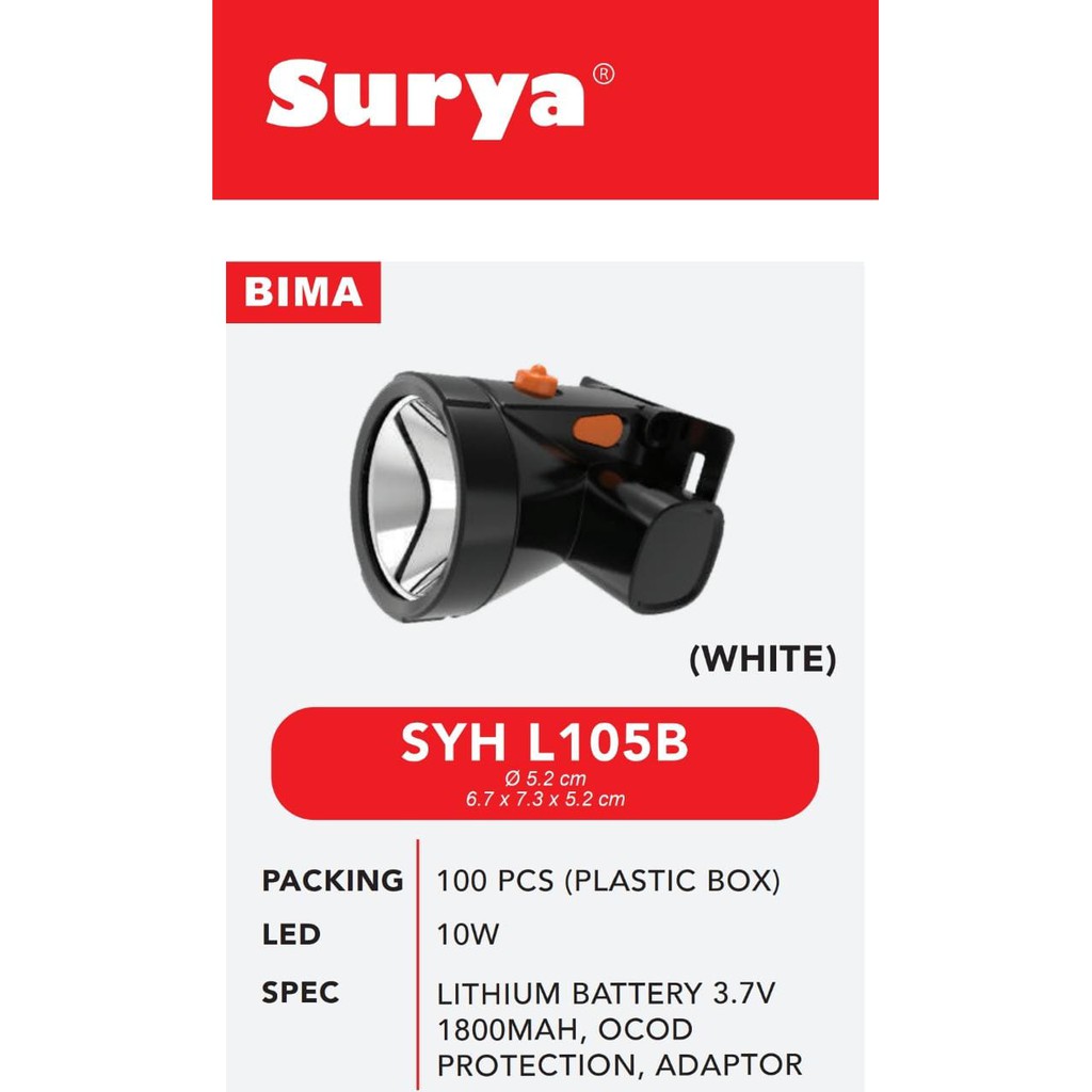 Senter Kepala Surya SYH L 105 B 10 Watt Super Murah Free Tali dan Charger