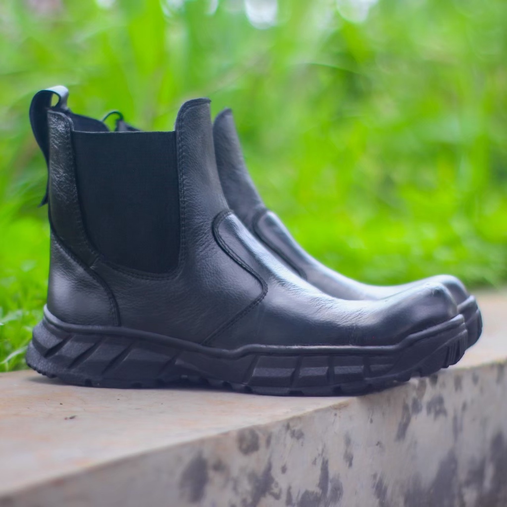 Sepatu Kulit Pria Boots Safety Tanpa Tali  Country Boots Pdl 02 Sepatu Kulit Asli Original Handmade