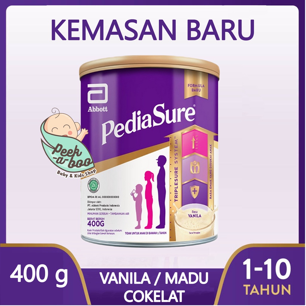 PEDIASURE TRIPLESURE VANILA MADU COKELAT 400gr SUSU FORMULA PERTUMBUHAN ANAK