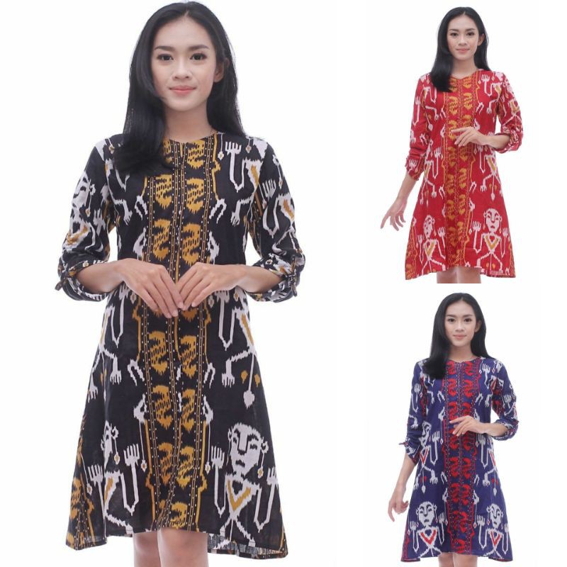 BATIK PRINT TUNIK SERUT MOTIF TENUN IKAT SUMBA ANDUNGU SERIES TRADIIONAL BUTIK ETHNIC WEAR MURAH