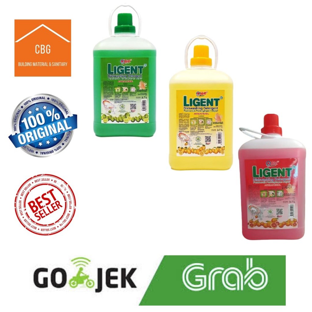 YURI LIGENT JERIGEN 3.7 LITER Cairan Sabun Cuci Piring ANTI BACTERIAL