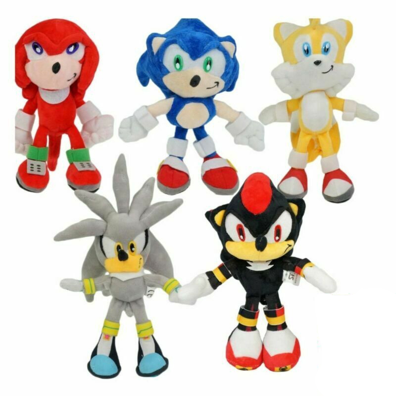 Boneka Sonik The Hedgehog Bahan Plush Warna Silver Ukuran 28cm Untuk Hadiah