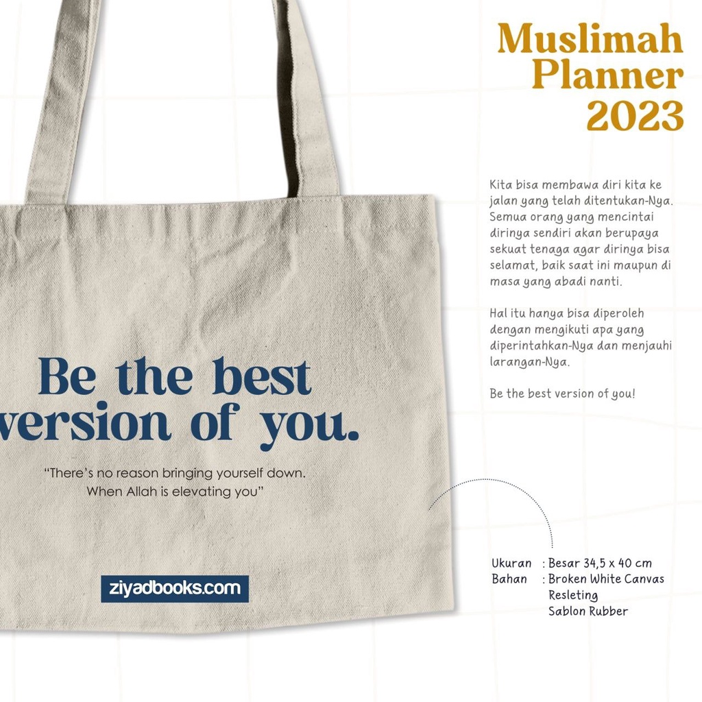 Buku Agenda Muslimah Planner 2023 Bonus Dompet &amp; Totebag (Ziyad)