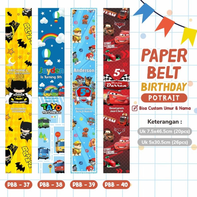 

Paper belt sleeve hampers souvenir birthday ulang tahun party anak