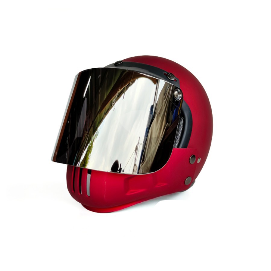 Helm Retro Cakil Modular Merah Doff / Red (Vespa / Klasik / Vintage)