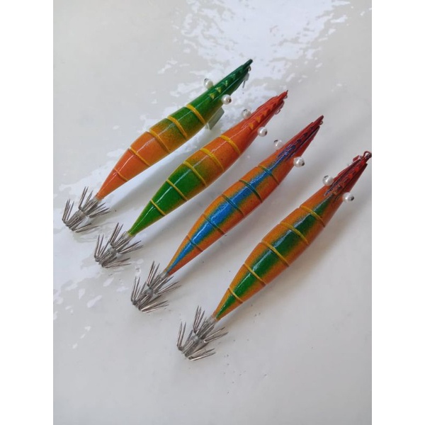 Udang kayu UMPAN PANCING CUMI egi motif ukir handmade