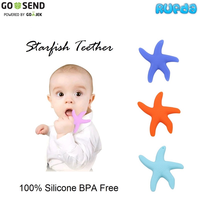 Starfish Silicone Teether Mainan Gigitan Anak Bayi Bentuk Bintang Laut 100% Silikon Food Grade