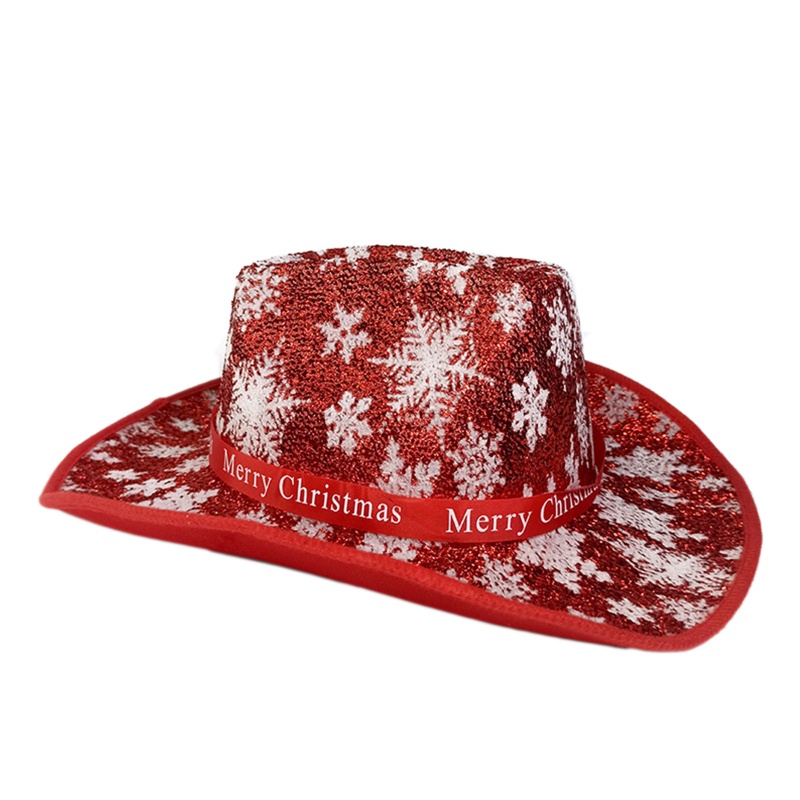 Topi Fedora Motif Snowflake Natal Gaya Vintage Untuk Pria Dan Wanita