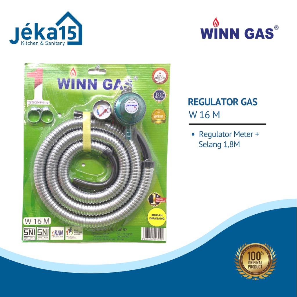 WINN GAS PAKET SELANG + REGULATOR KEPALA KOMPOR WINN GAS 28 +METERAN