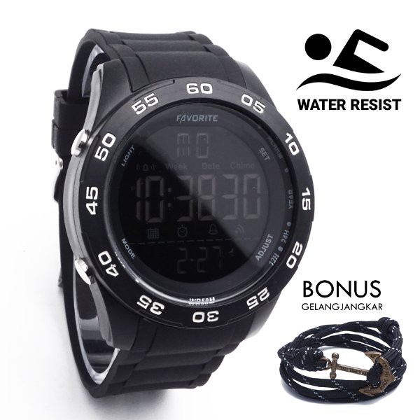 Jam Tangan Pria Digital 318 Original Anti Air Water Resist Renang Bonus Gelang Jangkar