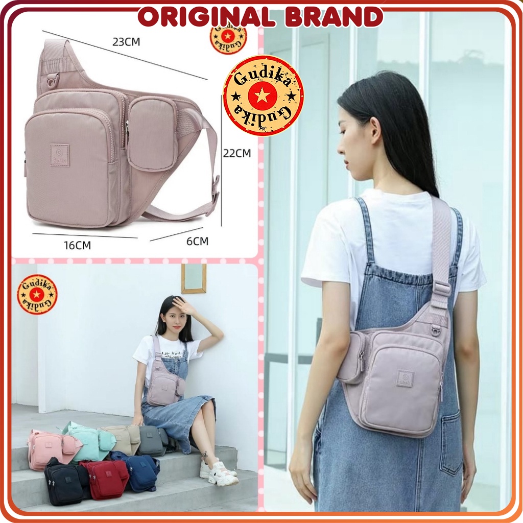 GUDIKA - Waistbag Couple Kece Import Original 5213 - Tas Wanita Pria Tas Selempang Bahu Kekinian Bahan Nylon Waterproof Anti Air - slingbag - tas mini - bag - cewek - imut - fashion - branded - santai - tas Pinggang - slempang - termurah - ori - handbag