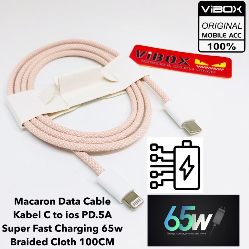 KABEL DATA MACARON 100CM VIBOX KABEL C TO IOS PD.5A SUPER FLASH CHARGING