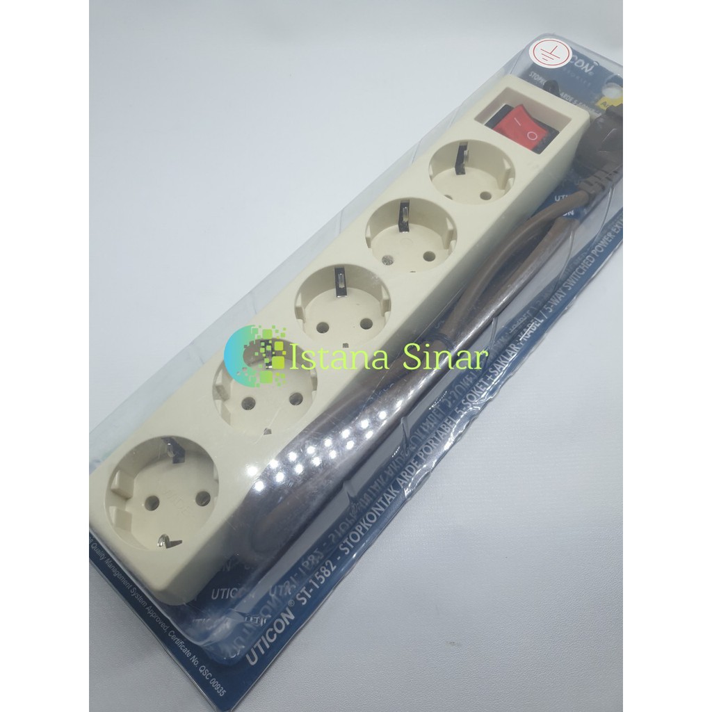 UTICON Stop Kontak 5 Lubang + Switch + Kabel 1,5M ( ST1582 )