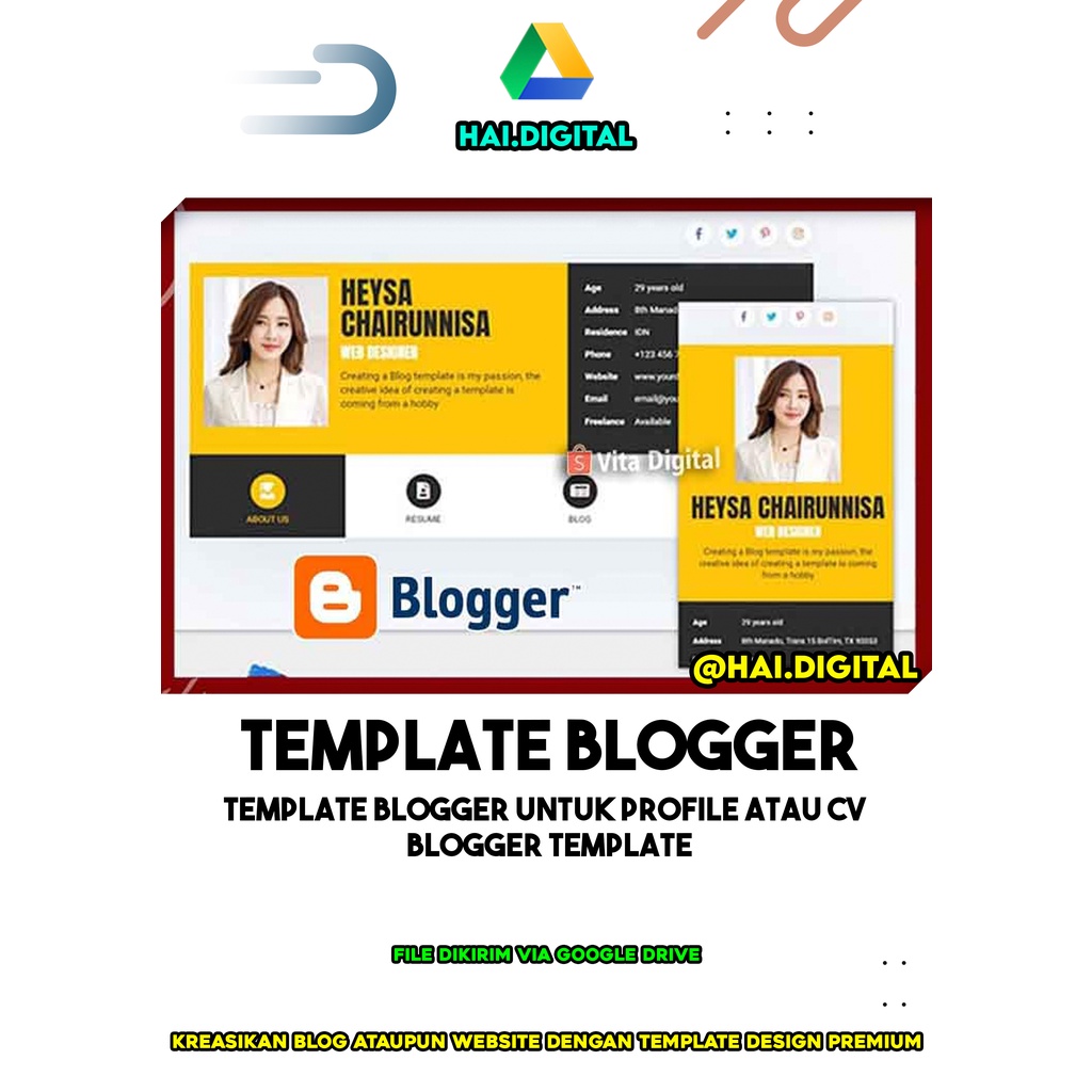 Jual Template Blogger Untuk Profile Atau CV | Blogger Template | Shopee ...