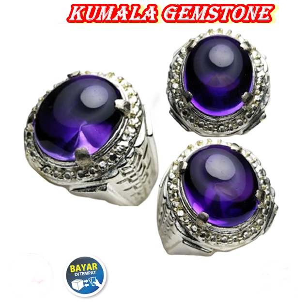 Cincin Batu Amethyst Kecubung Ungu Tanjung Bintang Bungur Asli