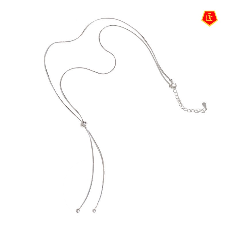 [Ready Stock]Korean Style Light Luxury Personality S925 Silver Necklace Women's Simple