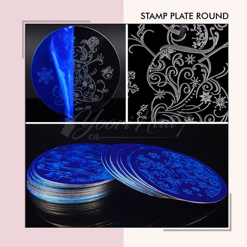 Stamping plate round nail art stamp plate piring cetakan stamper nail