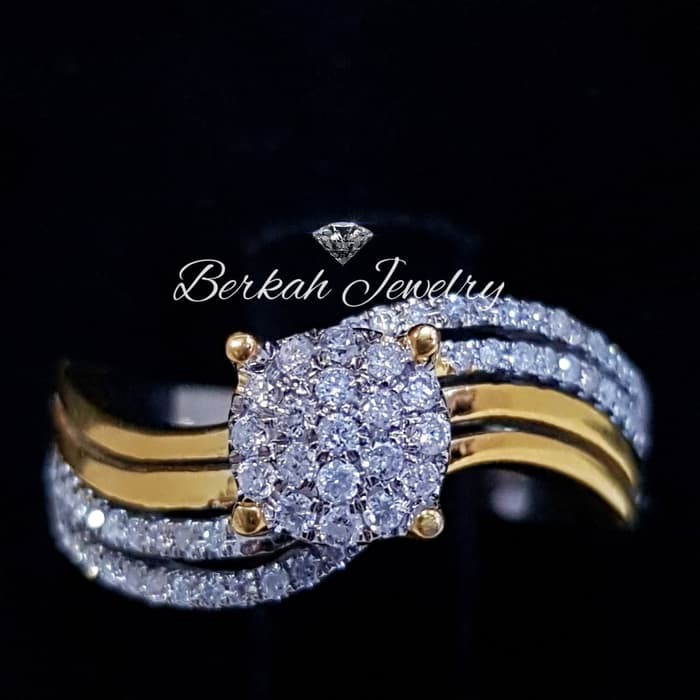 Cincin Wanita Kawin Nikah Original Emas Gold 18k Berlian Diamond Eropa Putih Asli DK1421