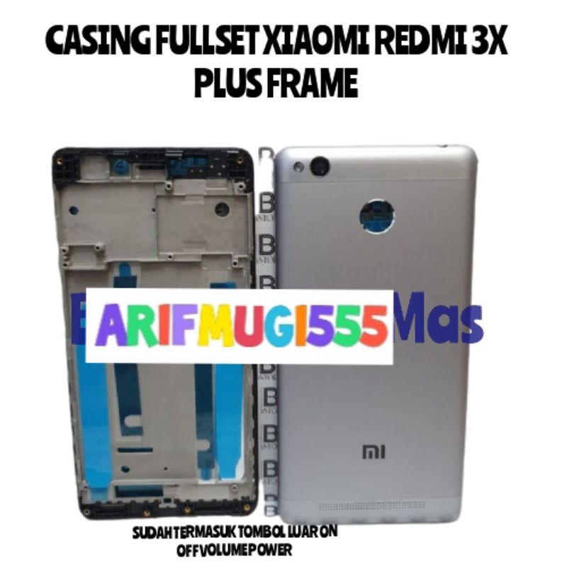 Casing Kesing Fullset Plus Frame Bazzel Bezel tulang tengah backdoor Xiaomi Redmi 3x Original