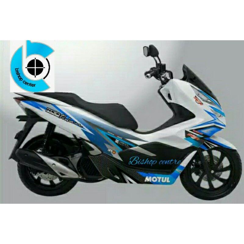 sticker decall full body pcx 150 biru putih