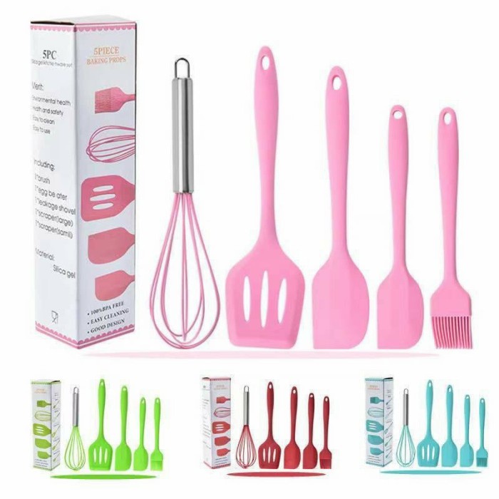 Spatula Silikon Tahan Panas Set Baking 5in1 Sutil Kuas Whisk BT1