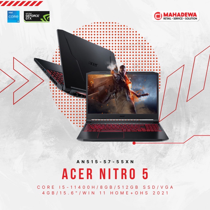 Acer Nitro5 AN515-57-55XN[i5-11400H/RAM 8GB/SSD 512GB/4G/W11+OHS]