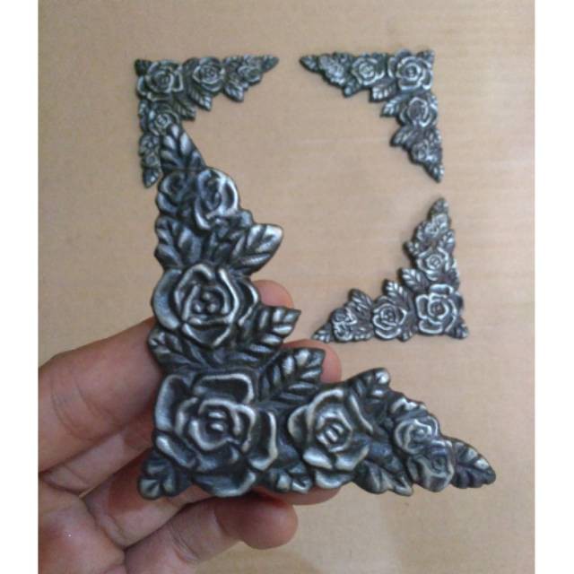 Siku Akrilik Aluminium - Sudut Siku Akrilik Seserahan & Hantaran - Silver Mawar