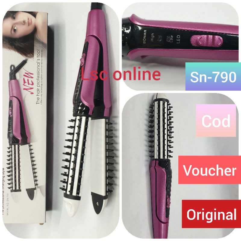 Sonar Catokan Pelurus Rambut 2in1 Sisir Curly Kriting Blow Murah Lurus Original SN 790 Terlaris