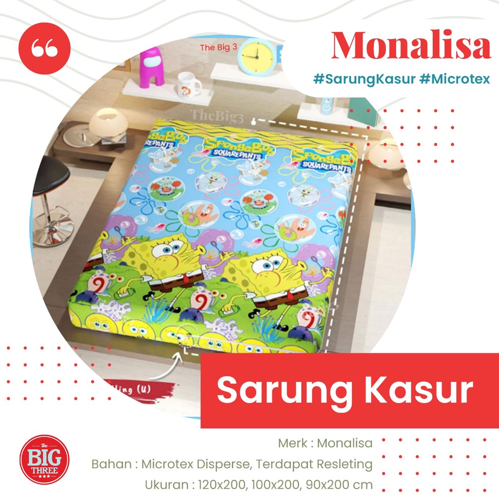 MONALISA Sarung Kasur 90x200 / 100x200 Tinggi 15 Motif Toy story Sweet monstera Sageometris Dark round Dark line Line square Good moonstar  Planet galaxy Meet geometric   - Sprei Single 120 100 90 SP anak resleting