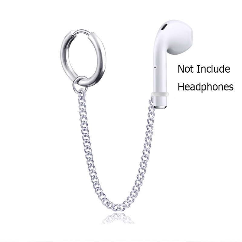 One Piece Baru Earphone Anti-Lost Airpods Anting-Anting Nirkabel Bluetooth Earphone Tanpa Tindik Telinga Klip Stainless Steel Tidak Memudar Anting-Anting Olahraga