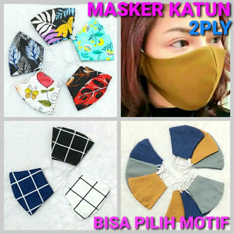 VL_SHOP MASKER KAIN KATUN 2 PLY DEWASA EARLOOP / MASKER MOTIF / MASKER POLOS DEWASA