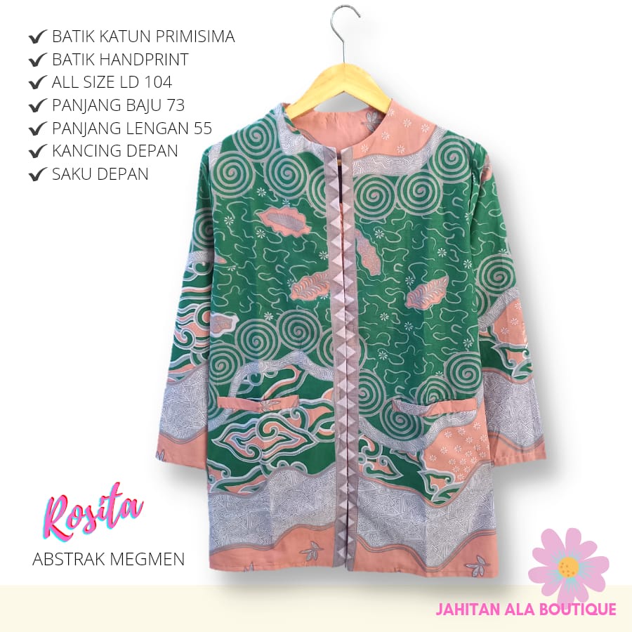 Blus Rosita Megmen batik solo atasan kerja blus kantor blus wanita