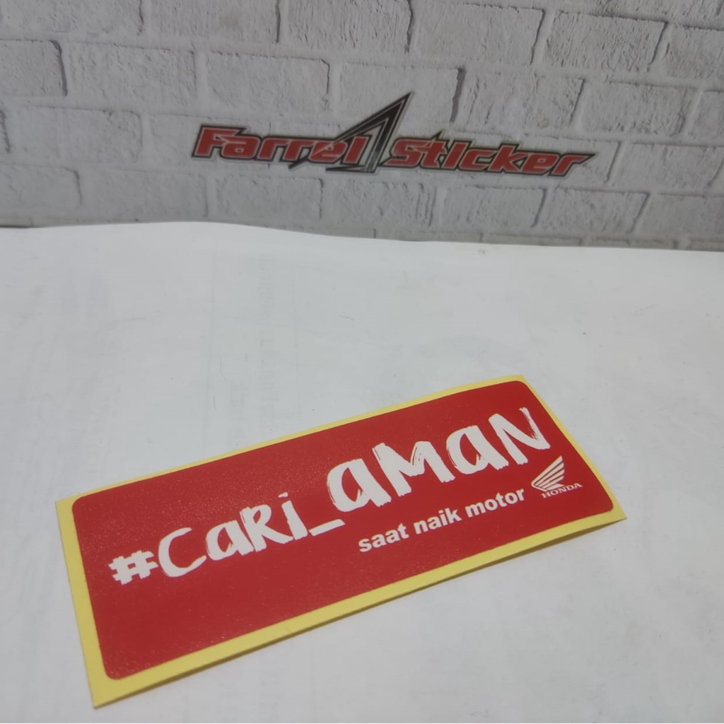 Stiker sticker CARI AMAN naik honda