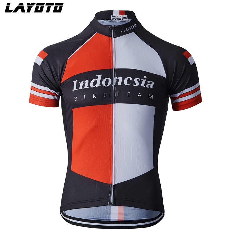 LAYOTO LOCAL STOCK Bendera Nasional Merah Putih, Baju Kaos Lengan Pendek Bersepeda Jersey