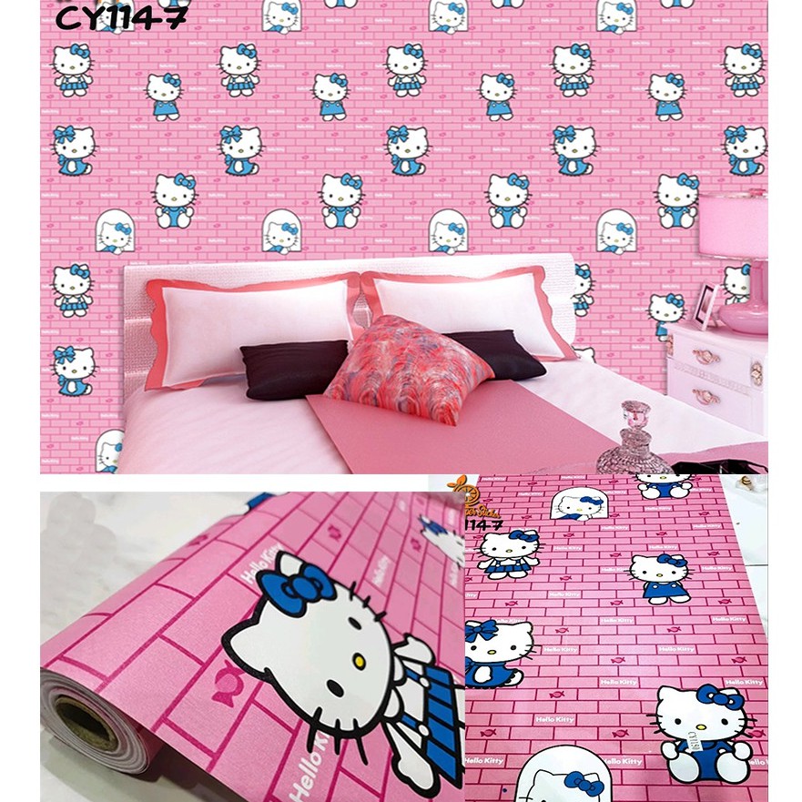 Wallpaper dinding 3d kamar tidur / Wallpaper dinding kamar tidur anak wallpaper stiker dinding rumah Motif Kartun Lucu Ukuran 45Cm X 10M Gh167-CY1147