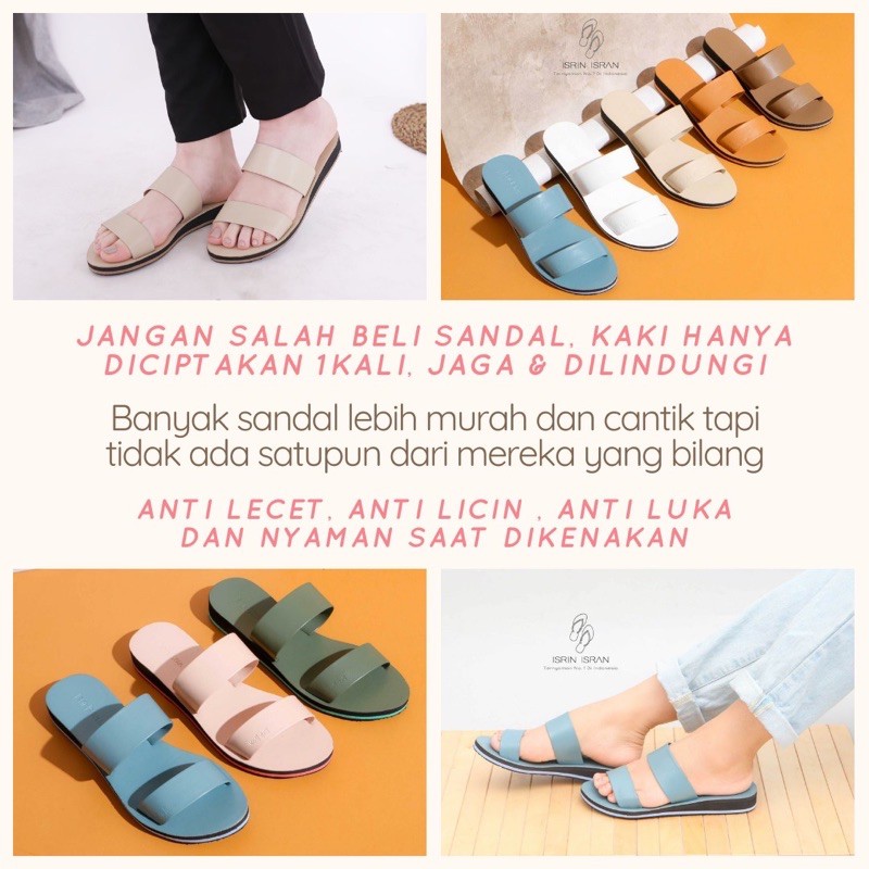 ( LINEA  ETALASE 2 ) Sandal Wanita Slip On Teplek Tali Nyaman ISRIN ISRAN