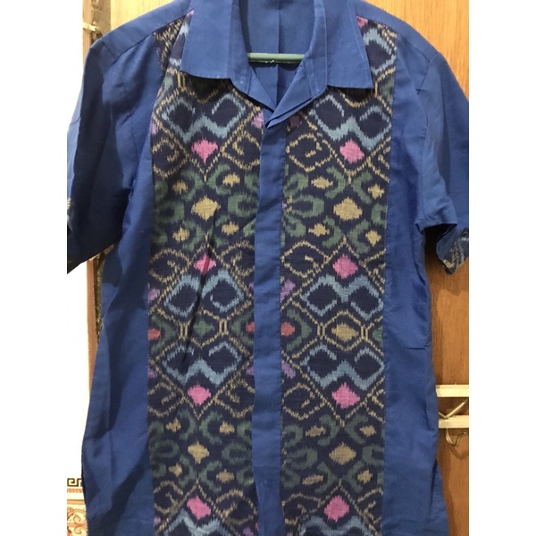 preloved kemeja endek biru pria
