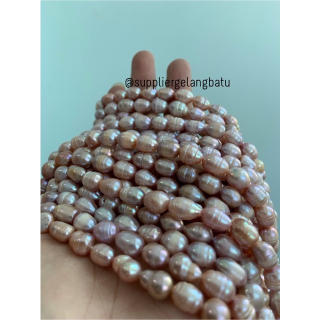 Bahan Mutiara Air Tawar Barok LAVENDER 8 x 12mm OVAL baroque pearl